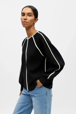 Object Camisolas-Camisola com acabamento contrastante Preto