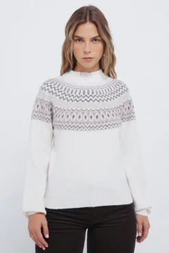 Springfield Camisolas-Camisola com borda jacquard e gola combinada vison