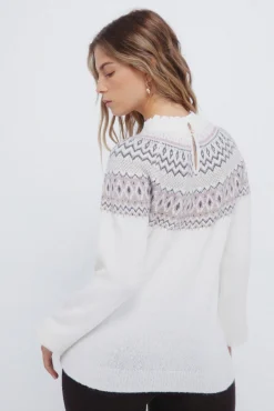 Springfield Camisolas-Camisola com borda jacquard e gola combinada vison