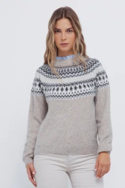 Springfield Camisolas-Camisola com borda jacquard e gola combinada cinzento