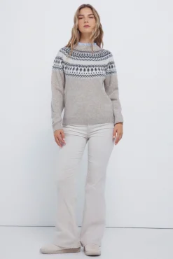 Springfield Camisolas-Camisola com borda jacquard e gola combinada cinzento