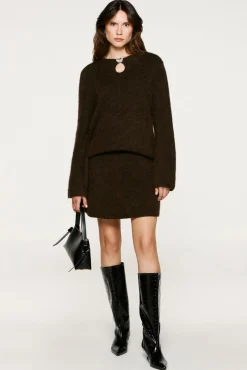 Selected Camisolas-Camisola com detalhes metálicos em lã e alpaca Castanho