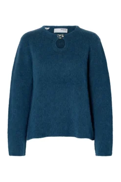 Selected Camisolas-Camisola com detalhes metálicos em lã e alpaca Azul