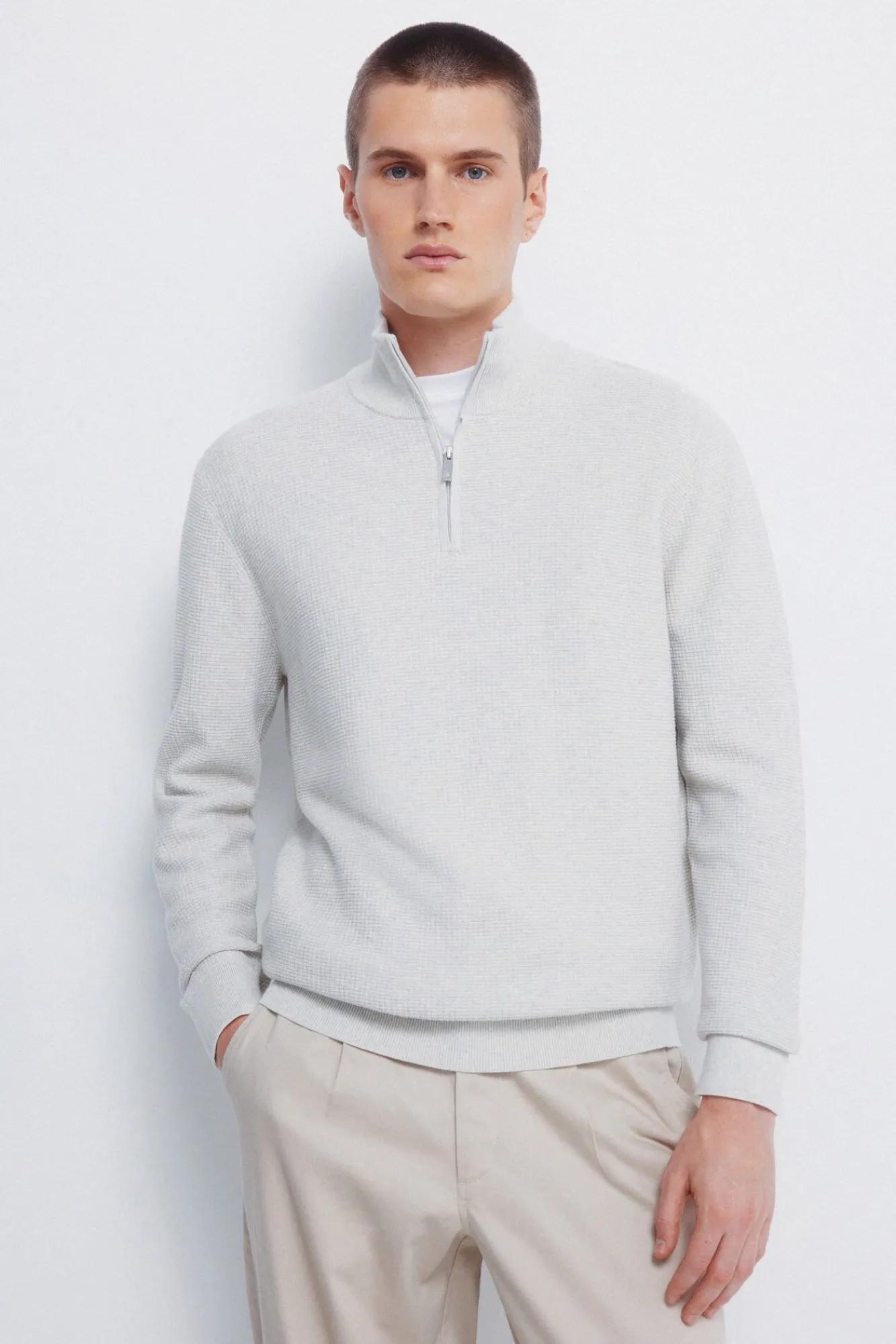 Springfield Camisolas-Camisola com fecho-éclair liso cinzento