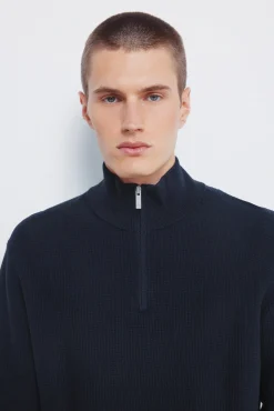 Springfield Camisolas-Camisola com fecho-éclair liso azul