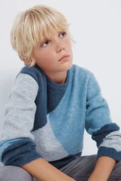 Springfield Kids Malhas-Camisola com figuras geométricas para meninos azul