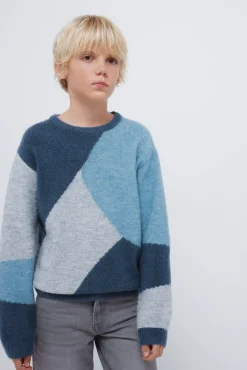 Springfield Kids Malhas-Camisola com figuras geométricas para meninos azul