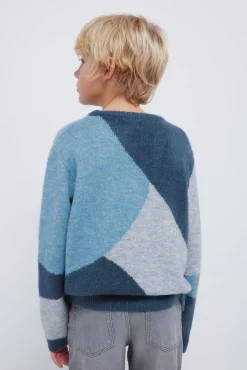 Springfield Kids Malhas-Camisola com figuras geométricas para meninos azul