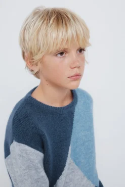 Springfield Kids Malhas-Camisola com figuras geométricas para meninos azul