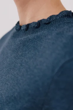 Cortefiel Camisolas-Camisola com gola com folhos Azul