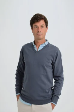 Cloking Camisolas-Camisola com gola em bico Azul