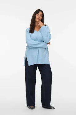 Vero Moda Curve Camisolas-Camisola com gola em V curvo Azul