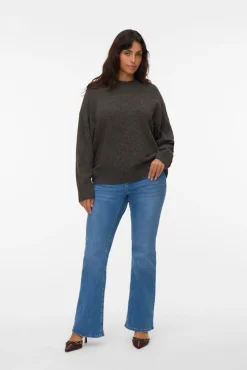 Vero Moda Curve Camisolas-Camisola com gola em V curvo Castanho