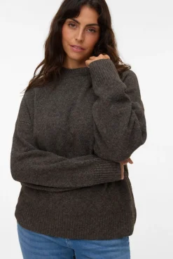 Vero Moda Curve Camisolas-Camisola com gola em V curvo Castanho