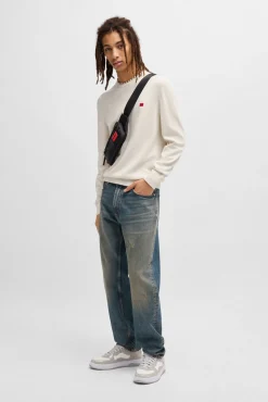 HUGO Camisolas-Camisola com gola redonda Branco