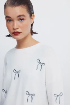 Springfield Camisolas-Camisola com laços de lantejoulas bege