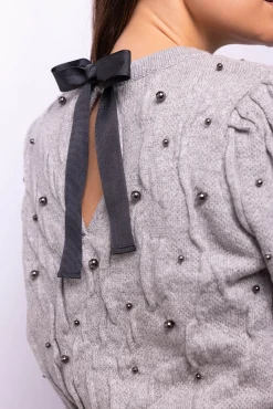 Object Camisolas-Camisola com oitos e pérolas Cinzento