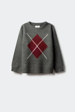 Springfield Kids Malhas-Camisola cáqui com estampa de diamantes para meninos verde