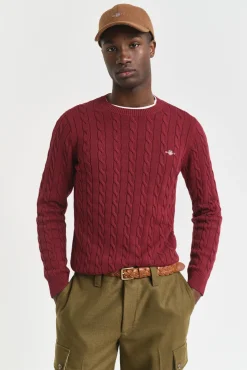 Gant Camisolas-Camisola de algodão com gola redonda Vermelho