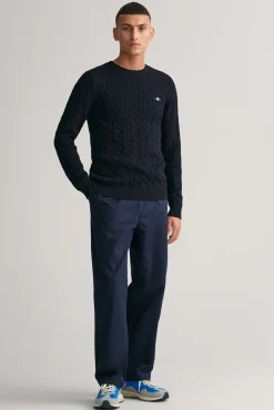 Gant Camisolas-Camisola de algodão com gola redonda Azul