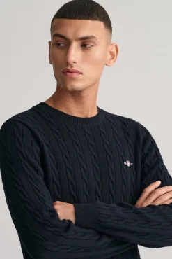 Gant Camisolas-Camisola de algodão com gola redonda Azul