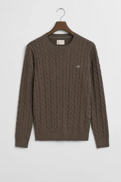 Gant Camisolas-Camisola de algodão com gola redonda Castanho