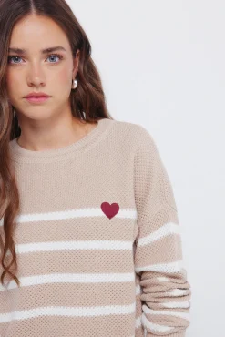 Springfield Camisolas-Camisola de algodão riscas em formato de coração cru