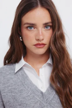 Springfield Camisolas-Camisola de camisa combinada cinzento