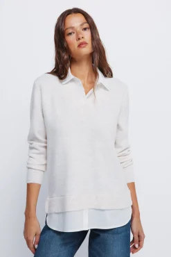 Springfield Camisolas-Camisola de camisa combinada branco