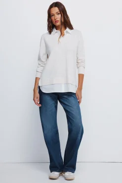 Springfield Camisolas-Camisola de camisa combinada branco