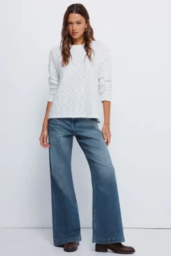 Springfield Blusas-Camisola de chenille com botões no ombro branco