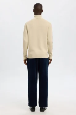 Selected Camisolas-Camisola de gola 100% algodão orgânico Tostado