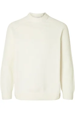 Selected Camisolas-Camisola de gola alta 100% algodão orgânico. Branco