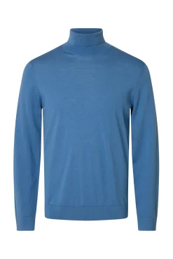 Selected Camisolas-Camisola de gola alta 100% lã merino Azul