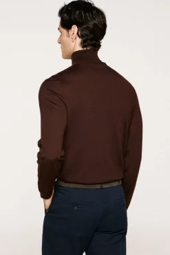 Selected Camisolas-Camisola de gola alta 100% lã merino Castanho