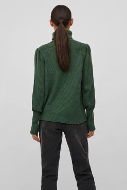 Vila Camisolas-Camisola de gola alta canelado Verde