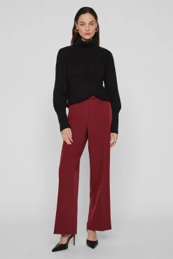 Vila Camisolas-Camisola de gola alta canelado Preto