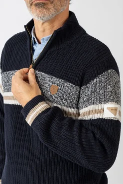 Privata Camisolas-Camisola de gola alta com fecho-éclair Azul