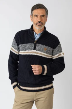 Privata Camisolas-Camisola de gola alta com fecho-éclair Azul