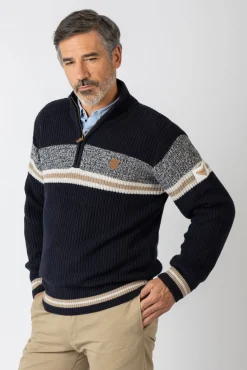 Privata Camisolas-Camisola de gola alta com fecho-éclair Azul