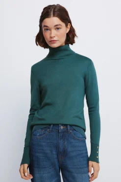 Springfield Camisolas-Camisola de gola alta com botões e punhos verde