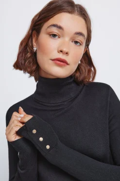 Springfield Camisolas-Camisola de gola alta com botões e punhos preto