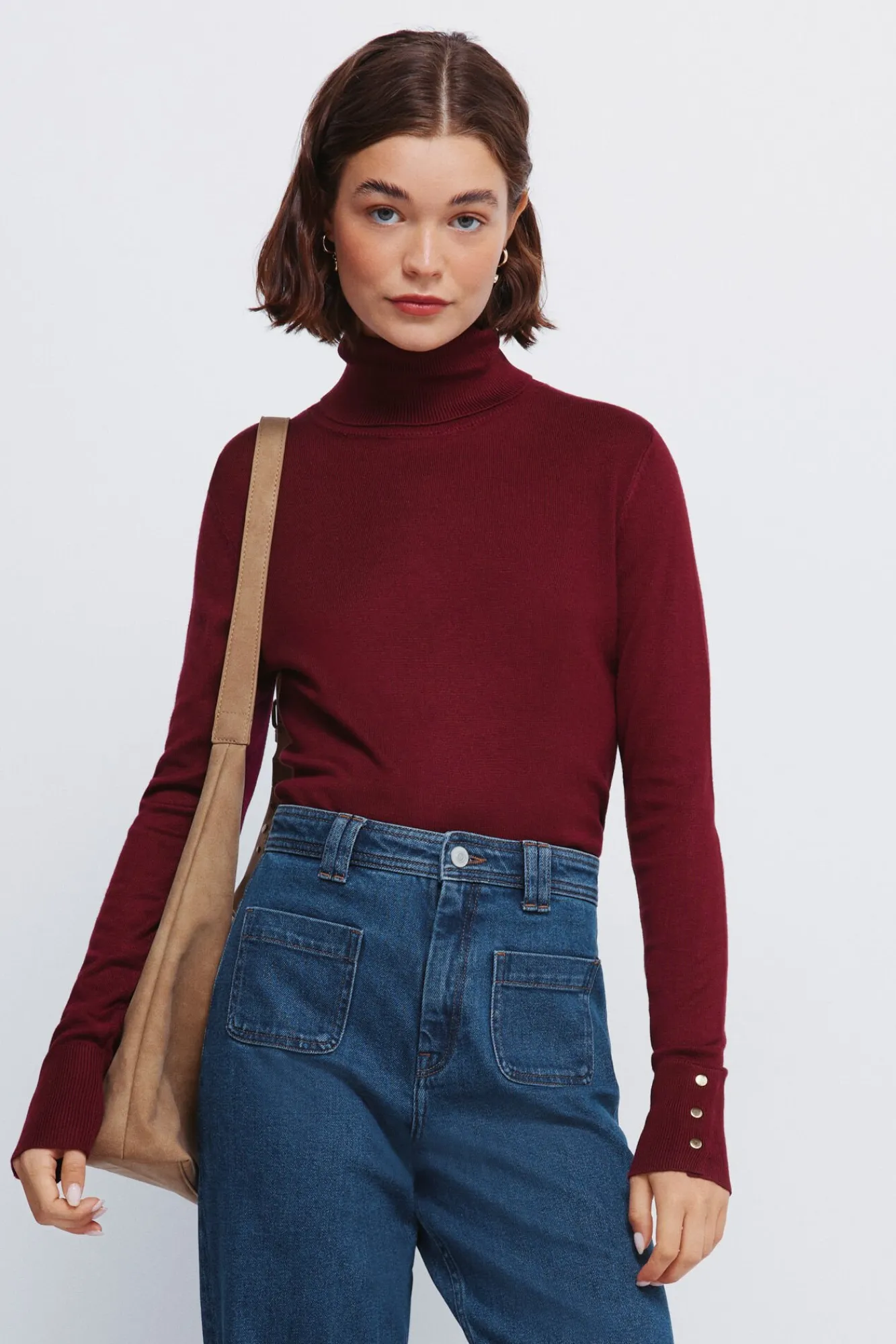 Springfield Camisolas-Camisola de gola alta com botões e punhos vermelho