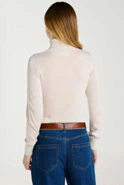 Vila Camisolas-Camisola de gola alta com viscose Tostado