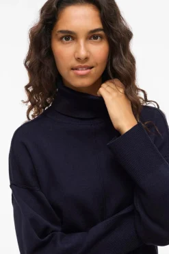 Vila Camisolas-Camisola de gola alta de viscose Azul