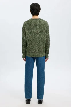 Selected Camisolas-Camisola de gola caixa 100% algodão orgânico Verde