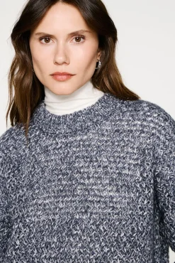 Selected Camisolas-Camisola de gola caixa de algodão orgânico Cinzento