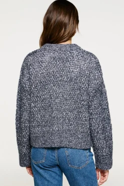 Selected Camisolas-Camisola de gola caixa de algodão orgânico Cinzento