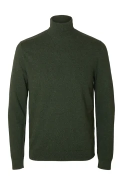 Selected Camisolas-Camisola de gola de algodão orgânico Verde