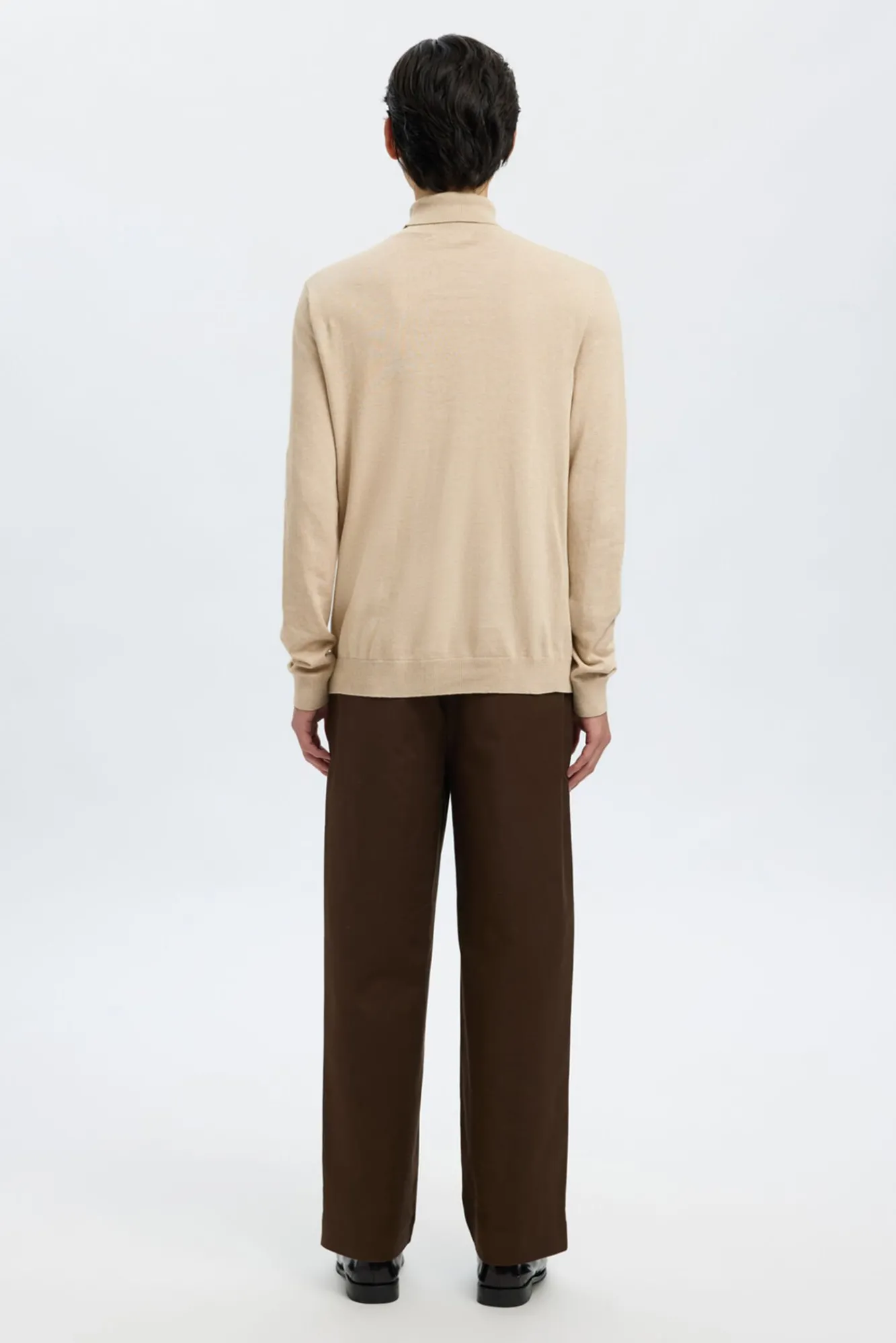 Selected Camisolas-Camisola de gola de algodão orgânico Tostado